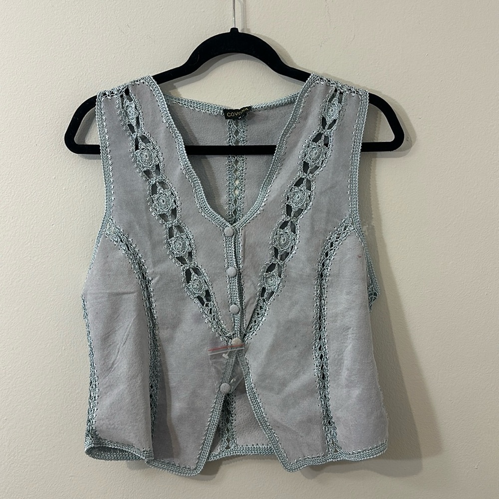 Covona light blue leather vest